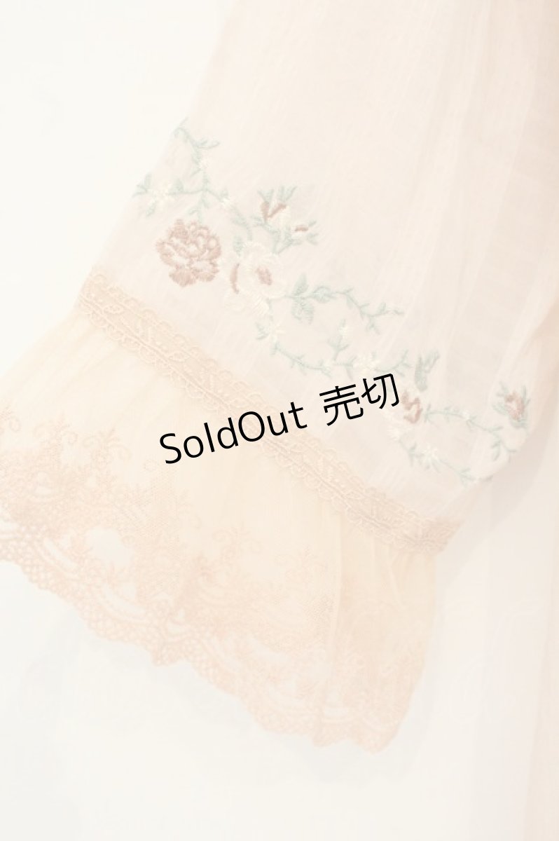 画像2: axes femme / ミュルーズ刺繍シアーガウン M ピンク O-26-08-08-074-AX-TO-OW-OS (2)