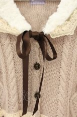 画像2: axes femme kawaii / ファー付きニットポンチョ M ピンクベージュ O-26-08-08-008-AX-CO-IG-OS (2)