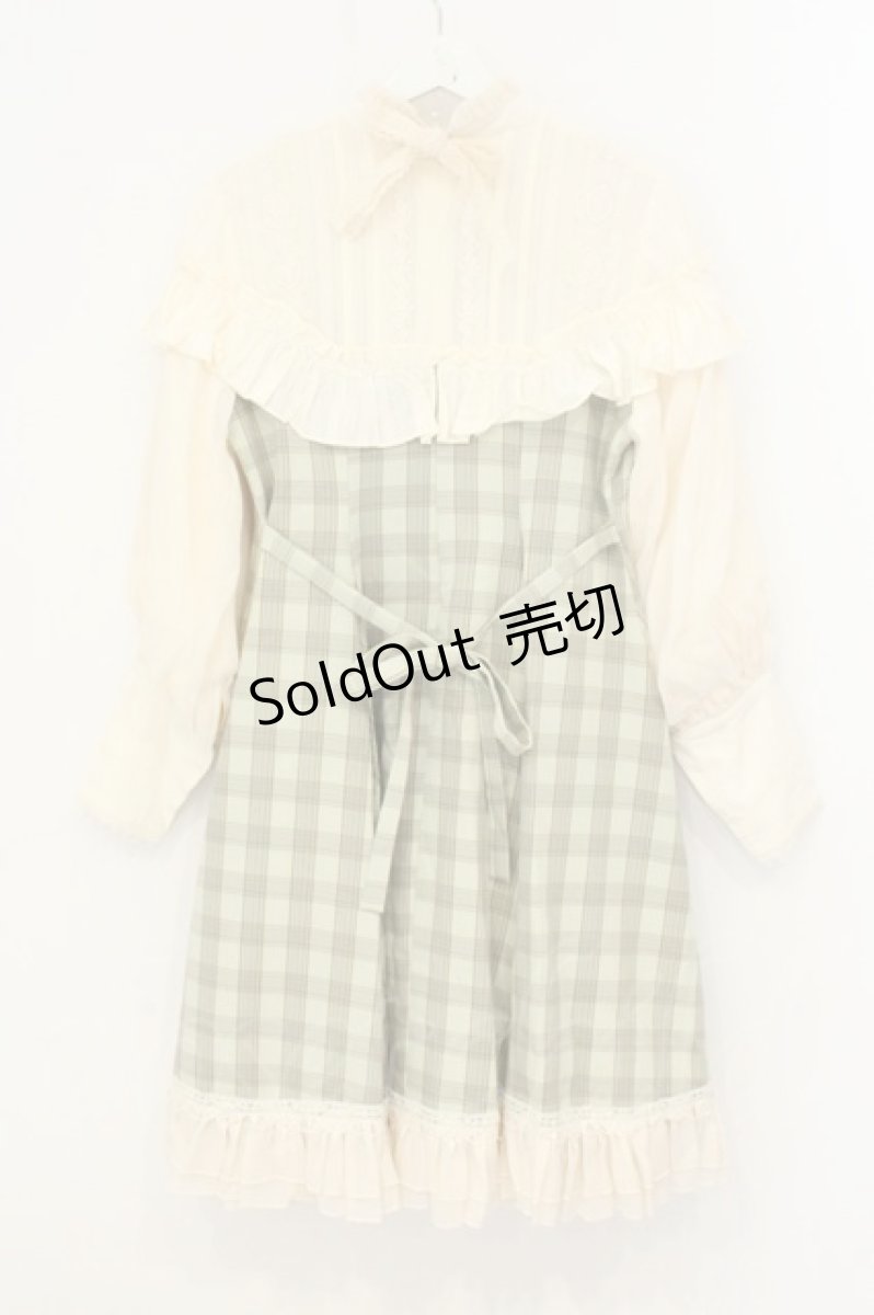 画像4: BABYGOD / チェック切替ワンピース  グリーン×生成り O-26-08-08-001-LO-OP-IG-OS (4)