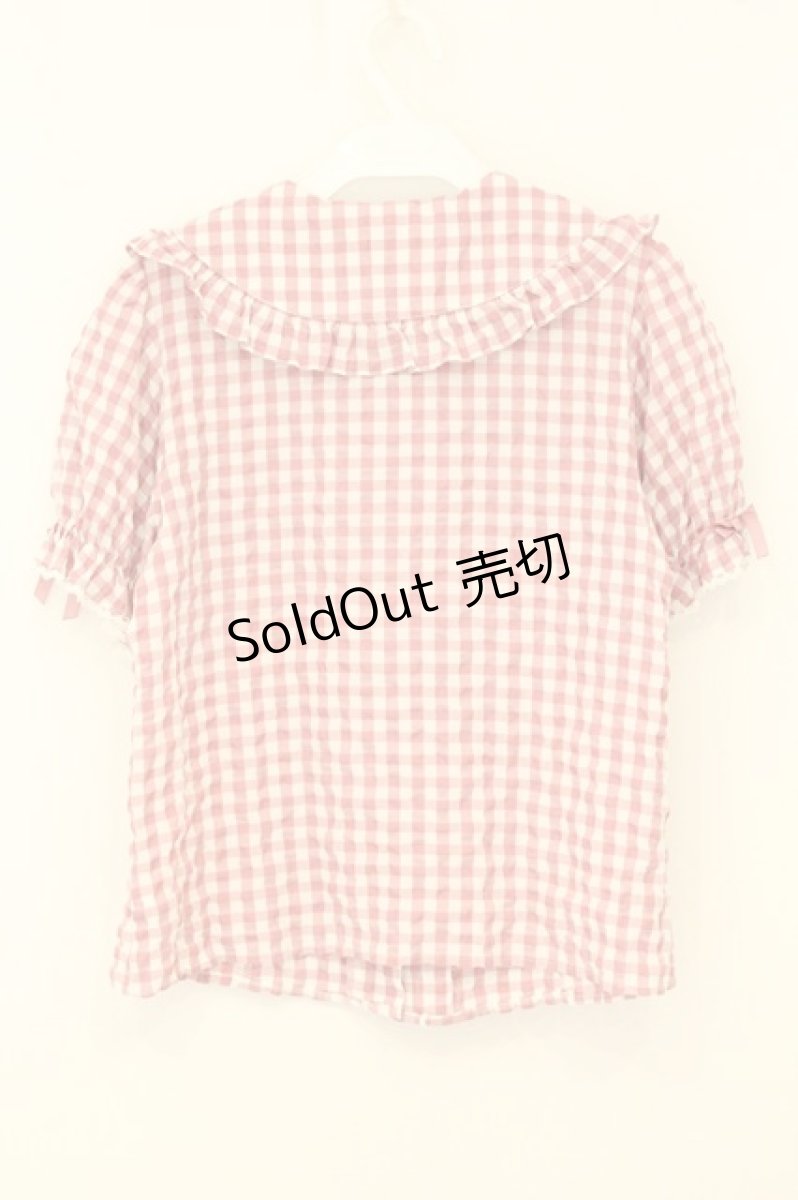 画像4: axes femme kawaii / ギンガムチェック半袖ブラウス M ピンク O-26-08-08-013-AX-BL-IG-OS (4)