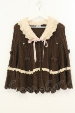 画像1: axes femme kawaii / ファー付きニットポンチョ  ブラウン O-26-08-08-002-AX-CO-IG-OS (1)