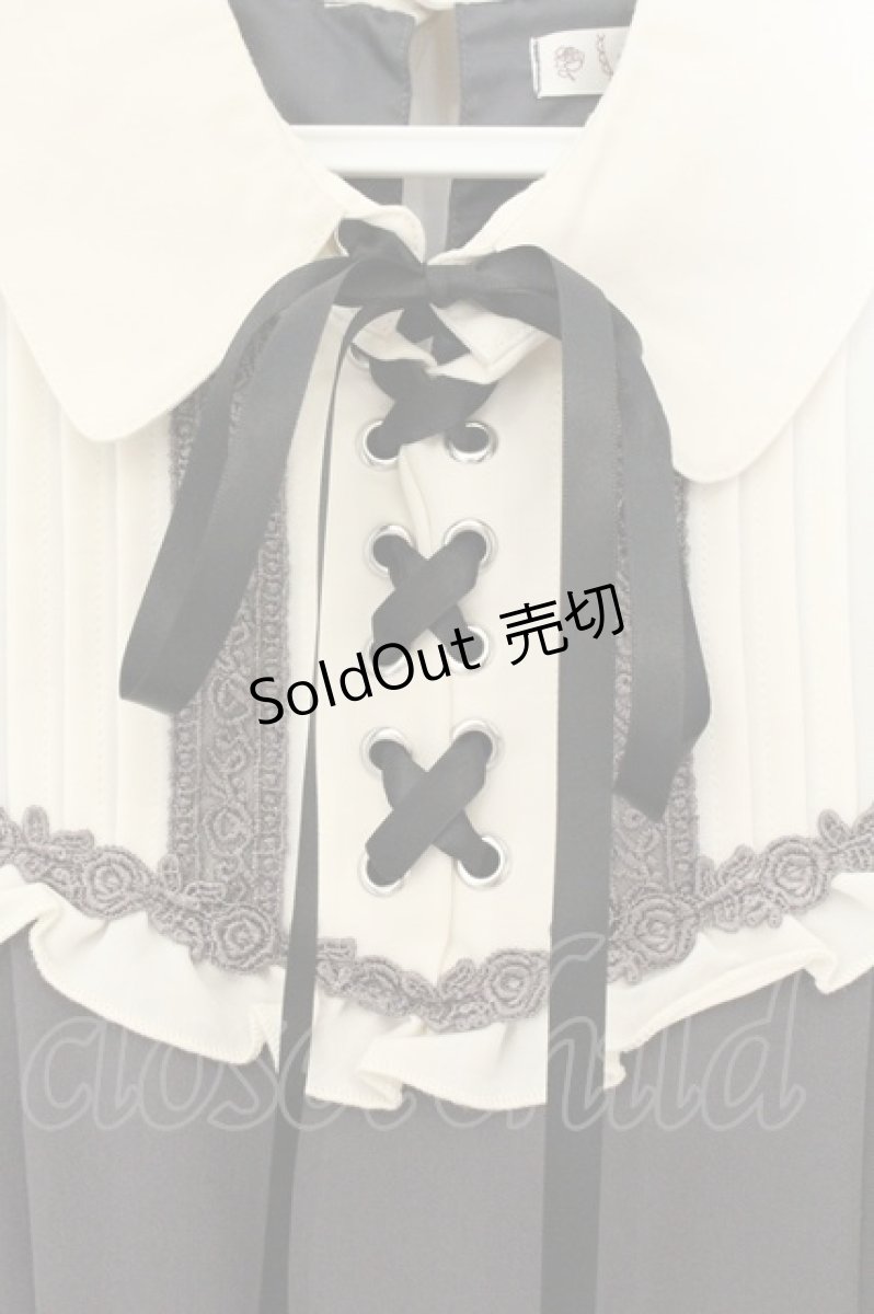 画像2: axes femme / ヨークレースアップロングワンピース M グレー×シロ O-26-08-08-016-AX-OP-IG-OS (2)