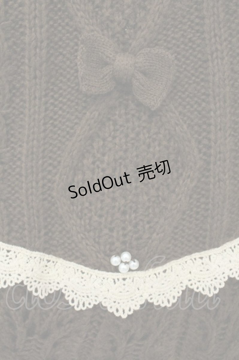 画像3: axes femme kawaii / ファー付きニットポンチョ  ブラウン O-26-08-08-002-AX-CO-IG-OS (3)
