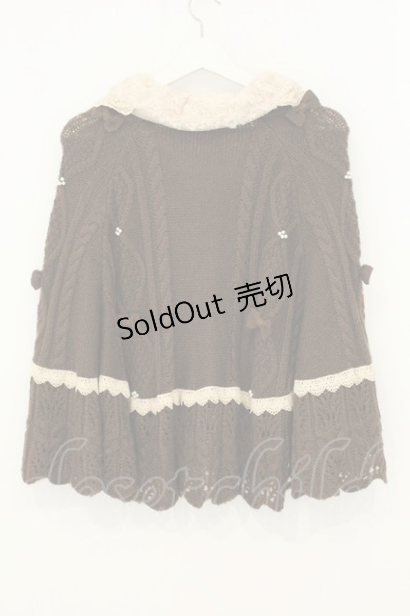 画像4: axes femme kawaii / ファー付きニットポンチョ  ブラウン O-26-08-08-002-AX-CO-IG-OS (4)