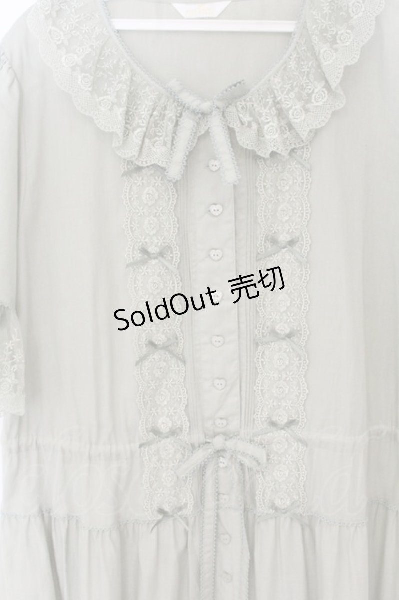 画像2: PINK HOUSE / ドットチュール×ローズチュールレース使いワンピース  薄荷 O-26-08-09-038-LO-OP-IG-OS (2)