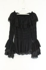 画像1: ATELIER PIERROT / ローズオフショルダーシャーリングブラウス  ブラック O-26-08-09-012-EL-BL-IG-OS (1)