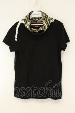 画像1: gouk / REN 髑髏巴プリントネック付きTシャツ  ブラック×絡新婦柄 O-26-08-10-039-GO-TO-IG-OS (1)