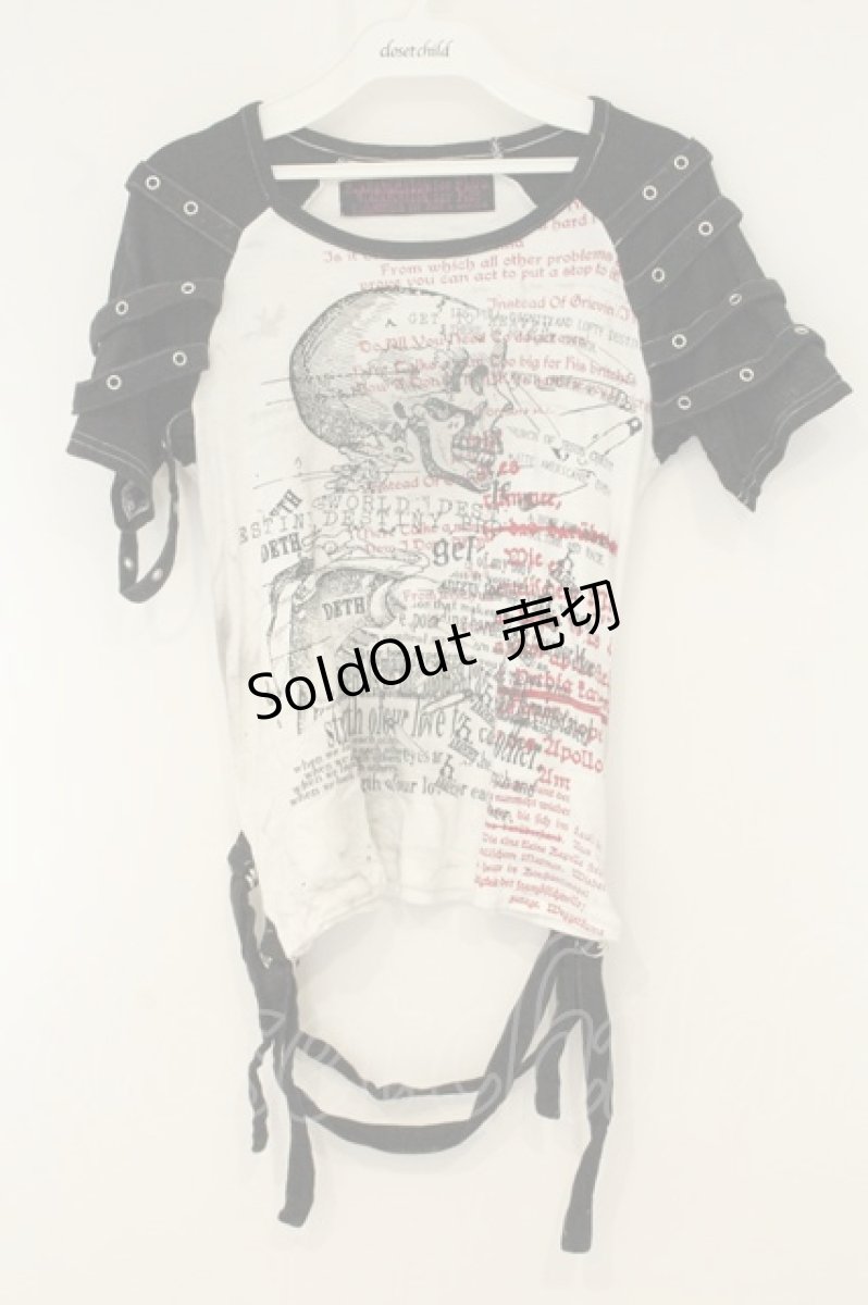 画像1: h.ANARCHY / ベルテッドスリーブTシャツ  ホワイト×ブラック O-26-08-10-046-HN-TO-IG-OS (1)