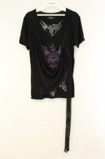 画像1: Sixh / チュールドレープTシャツ  ブラック×パープル×ホワイト O-26-08-10-049-HN-TO-IG-OS (1)