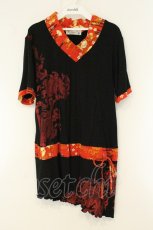 画像1: gouk / 着物襟チュニック  ブラック×レッド O-26-08-10-051-GO-TO-IG-OS (1)