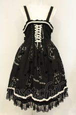 画像1: h.naoto Blood / ※状態難※トランプ刺繍ジャンパースカート  ブラック O-26-08-10-005-HN-OP-OW-OS (1)