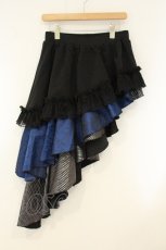 画像1: Qutie Frash / 3段アシメラップスカート  ブラック×ブルー O-26-08-10-010-QU-SK-OW-OS (1)