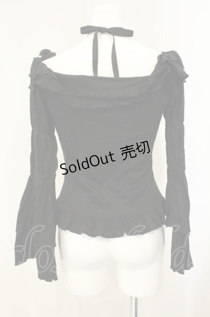 画像4: ATELIER PIERROT / ※状態難※姫袖カットソー  ブラック O-26-08-10-011-EL-TO-OW-OS (4)