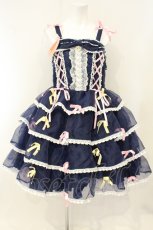 画像1: BABY,THE STARS SHINE BRIGHT / Eternal Ribbon Featheryジャンパースカート  コン×チェリーピンク O-26-08-10-002-BA-OP-OW-OS (1)