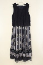画像1: axes femme / ミュルーズ染織美術館コラボ/重ね着風ロングワンピース M ネイビー×パープル O-26-08-10-018-AX-OP-OW-OS (1)