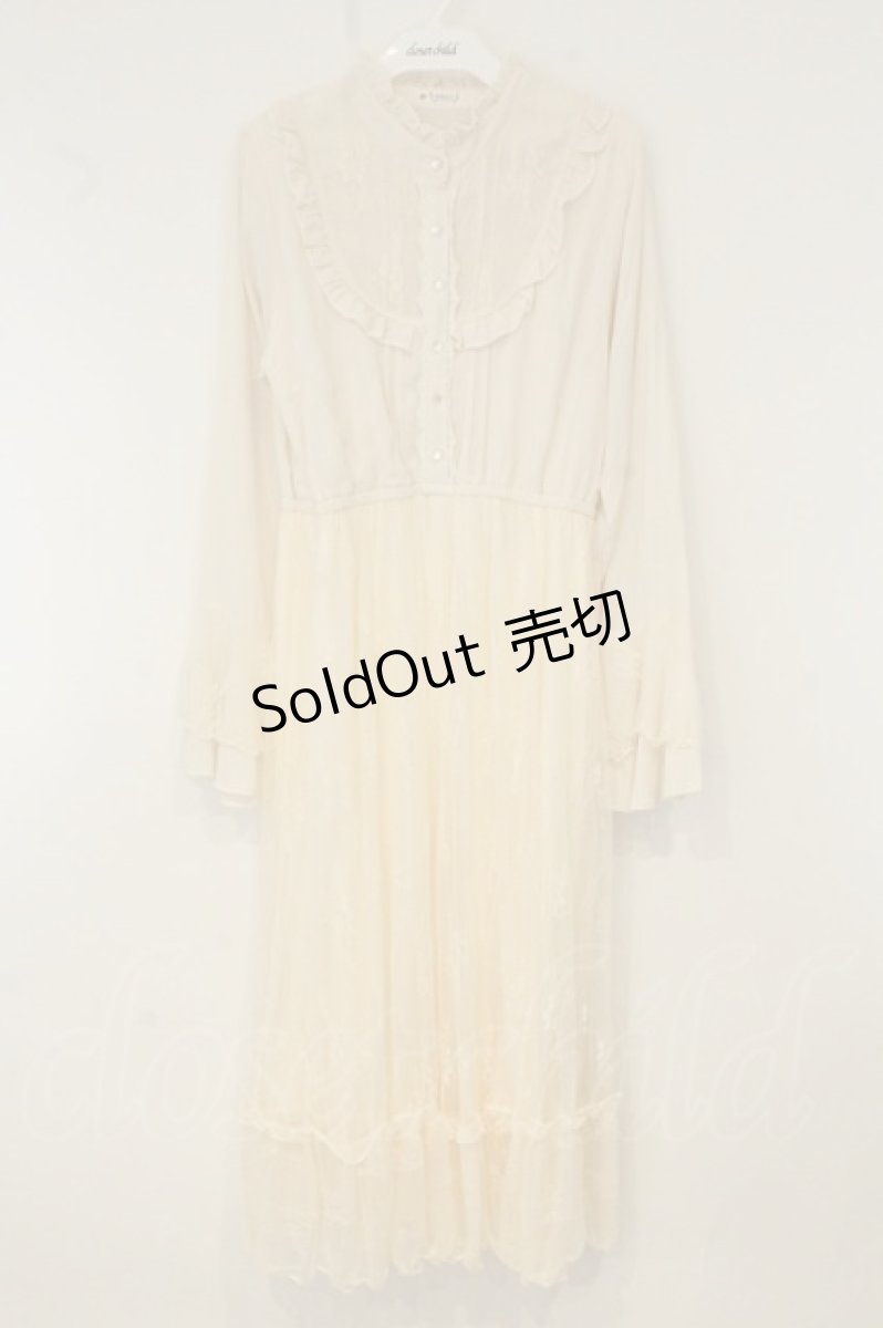 画像1: axes femme / レース切り替えヨークワンピース M キナリ O-26-08-10-019-AX-OP-OW-OS (1)