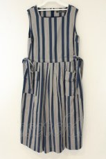 画像1: Jane Marple Dans Le Salon / Vintage stripe square dress（ヴィンテージストライプスクエアドレス） M ブルー系 O-26-08-11-042-JM-OP-IG-OS (1)