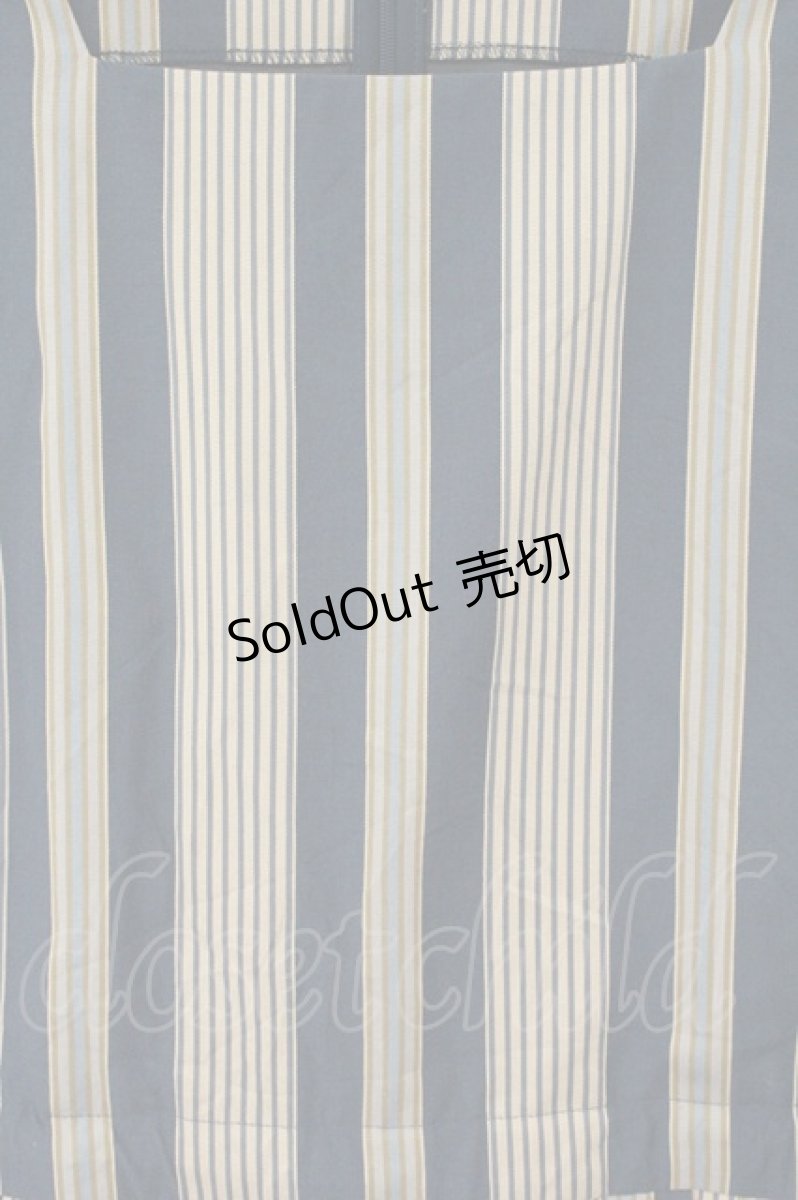 画像2: Jane Marple Dans Le Salon / Vintage stripe square dress（ヴィンテージストライプスクエアドレス） M ブルー系 O-26-08-11-042-JM-OP-IG-OS (2)