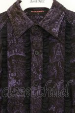 画像2: ALGONQUINS / オリジナルプリント起毛シャツワンピース F ブラック×パープル O-26-08-11-063-AL-OP-OW-OS (2)