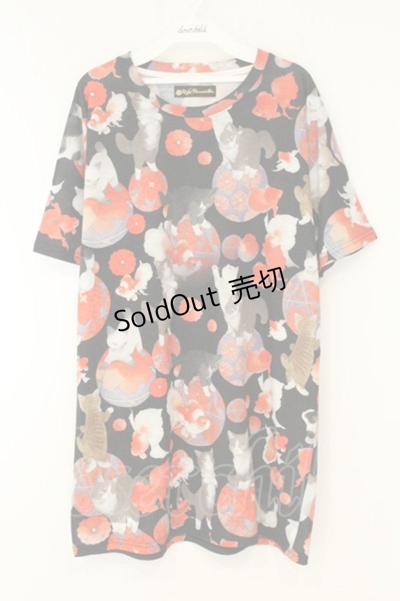 画像1: Royal Princess Alice / 涼風金魚猫BIGロングTシャツ  クロ O-26-08-11-065-LO-TO-OW-OS (1)