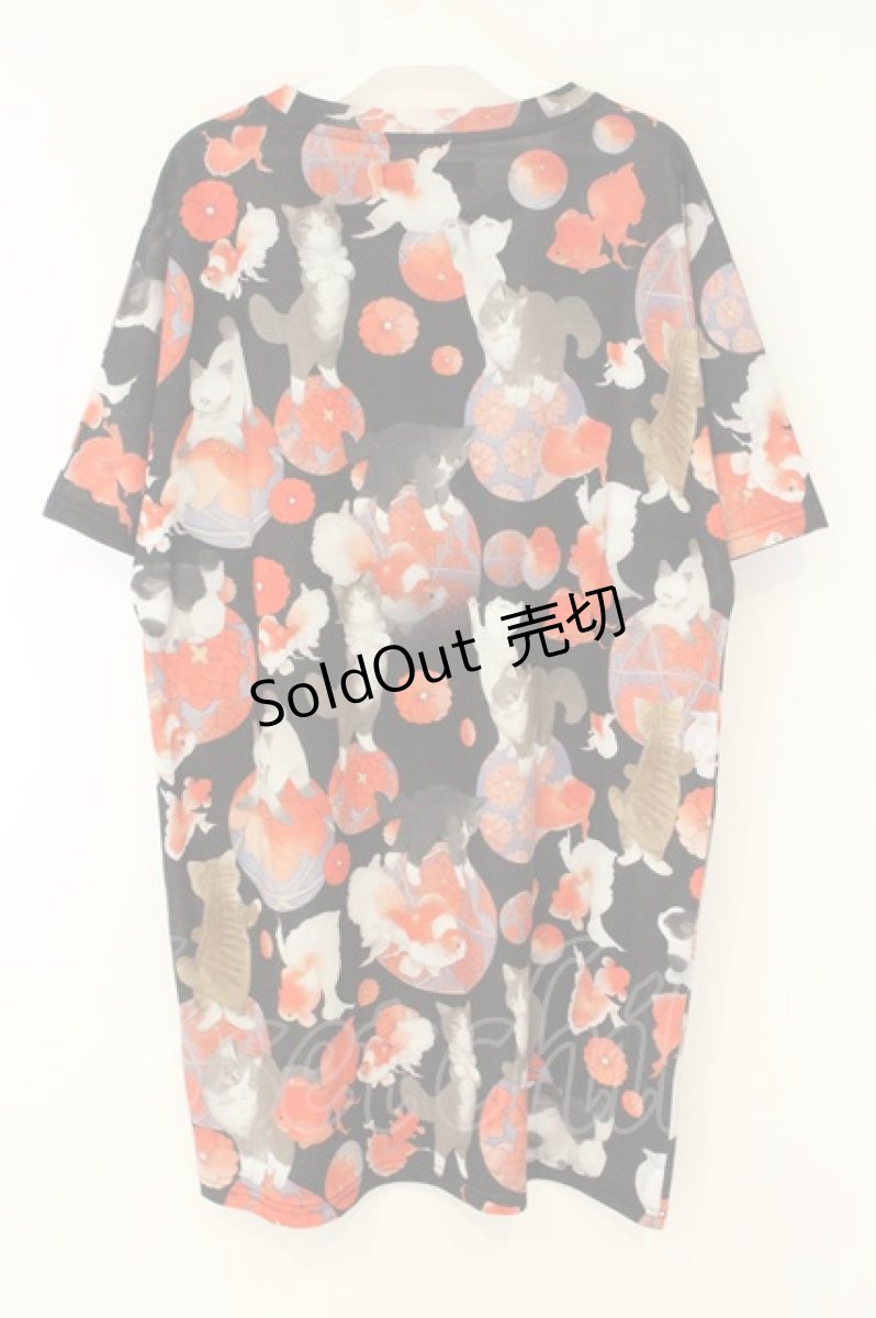 画像3: Royal Princess Alice / 涼風金魚猫BIGロングTシャツ  クロ O-26-08-11-065-LO-TO-OW-OS (3)