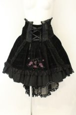 画像1: FRILL / 薔薇刺繍別珍フィッシュテールスカート  ブラック O-26-08-11-069-HN-SK-OW-OS (1)