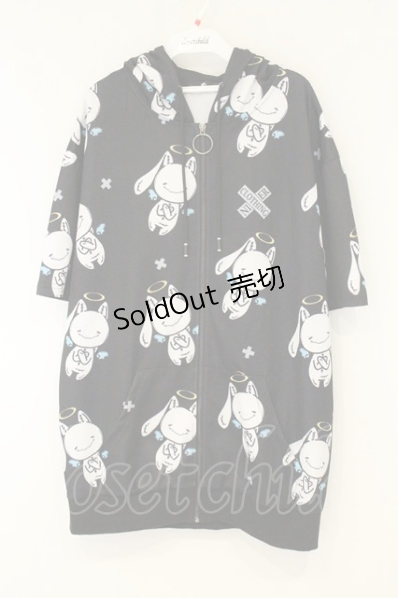 画像1: NieR Clothing / 転写pt半袖ZIPパーカー F 天使NieRちゃん（ブラック） O-26-08-11-011-PU-TO-OW-OS (1)