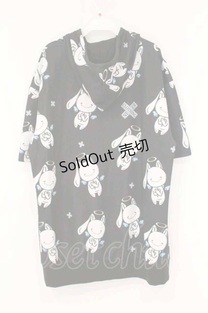 画像3: NieR Clothing / 転写pt半袖ZIPパーカー F 天使NieRちゃん（ブラック） O-26-08-11-011-PU-TO-OW-OS (3)
