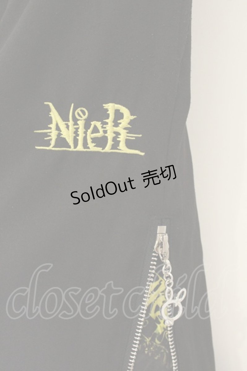 画像2: NieR Clothing / サイドZIPワイドパンツ F ブラック×イエロー O-26-08-11-012-PU-PA-OW-OS (2)