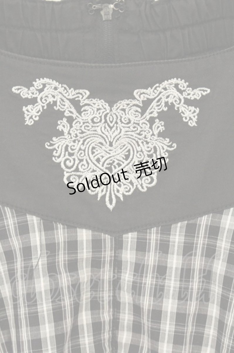 画像2: ALGONQUINS / 刺繍入りジャンパースカート F ブラック O-26-08-11-020-AL-OP-OW-OS (2)