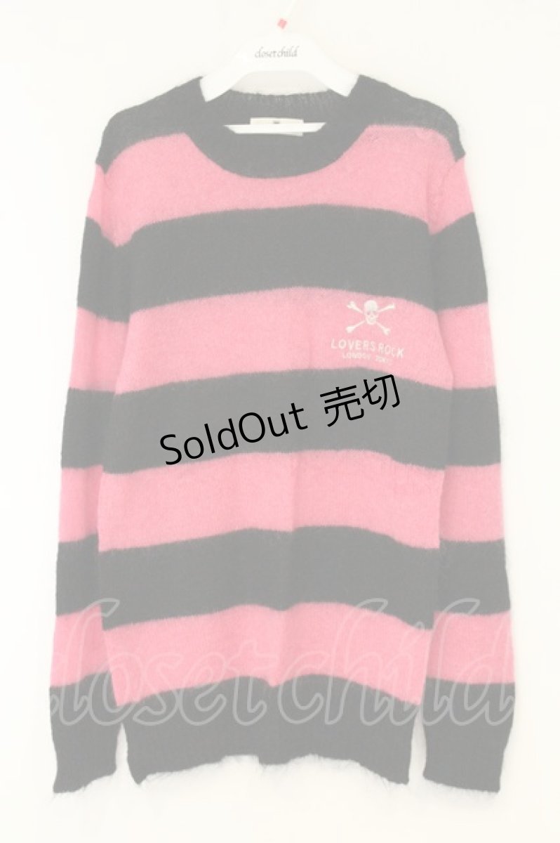 画像1: SUPER LOVERS / モヘアボーダーニットセーター  ブラック×ピンク O-26-08-11-021-PU-TO-IG-OS (1)
