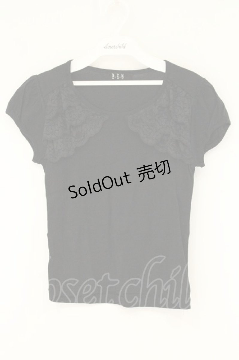 画像1: BPN / レース配色パフスリTシャツ M クロ O-26-08-11-030-GO-TO-IG-OS (1)