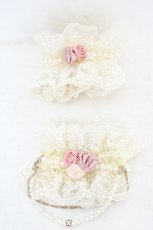 画像1: axes femme / ローズ＆パール使いカフス  キナリ×ピンク O-26-08-12-058-AX-ZA-OW-OS (1)