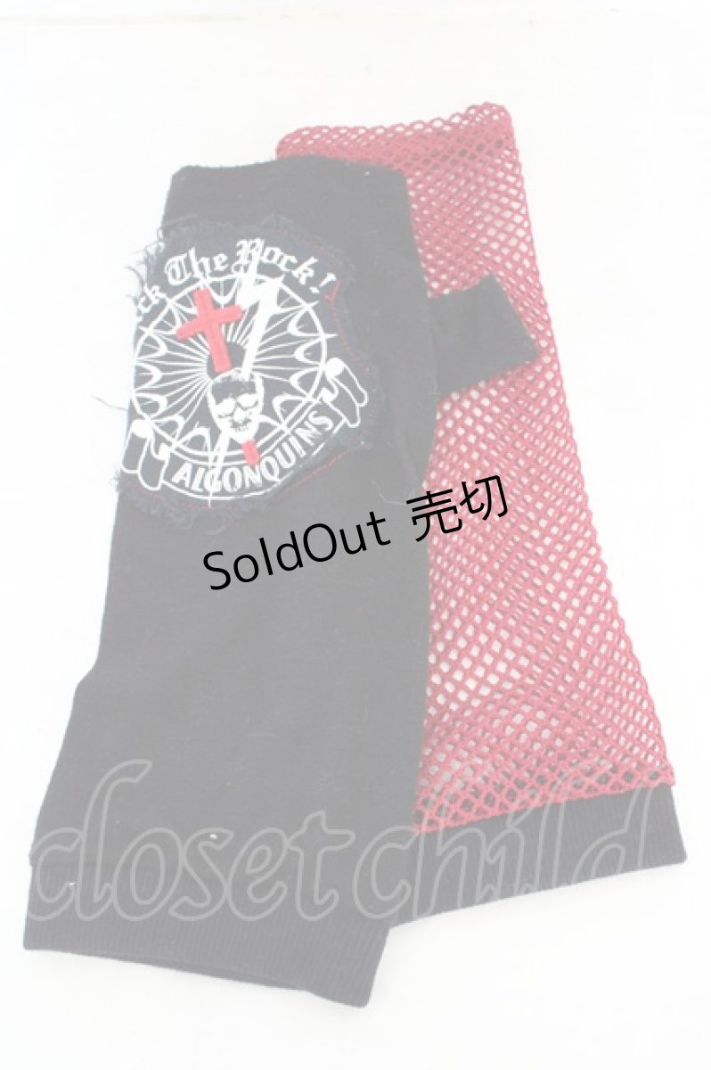 画像1: ALGONQUINS / ワッペンアームカバー  ブラック×レッド O-26-08-12-067-AL-ZA-OW-OS (1)