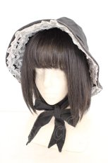 画像1: Heart E / リボン付きバケットハット  クロ×シロ O-26-08-12-007-LO-AC-OW-OS (1)