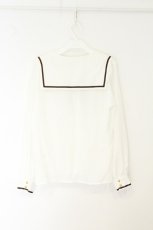 画像3: Amavel / セーラー襟ブラウス シロ×ブラウン O-26-08-12-1008-CA-BL-IG-OS (3)