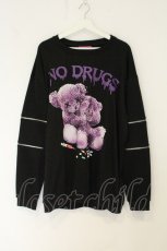 画像1: Amilige / NO!DRUG!袖ZIPスウェット ブラック　×パープル O-26-08-12-1016-PU-TO-IG-OS (1)