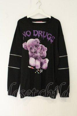 Preview of NO!DRUG!袖ZIPスウェット ブラック　×パープル
