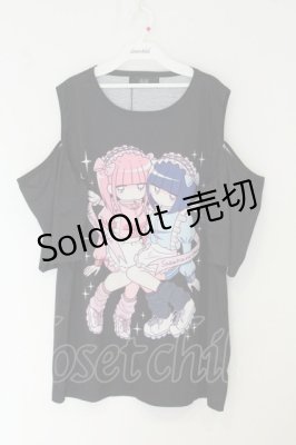 Preview of 江崎びす子コラボ肩あきTシャツ ブラック