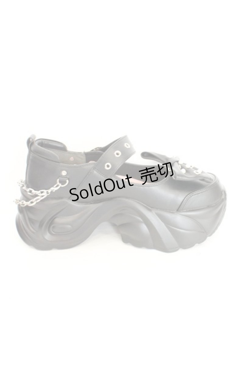 画像5: YOSUKE / リボン付き厚底スニーカー 25cm ブラック O-26-08-12-086-PU-SH-OW-ZTK041 (5)