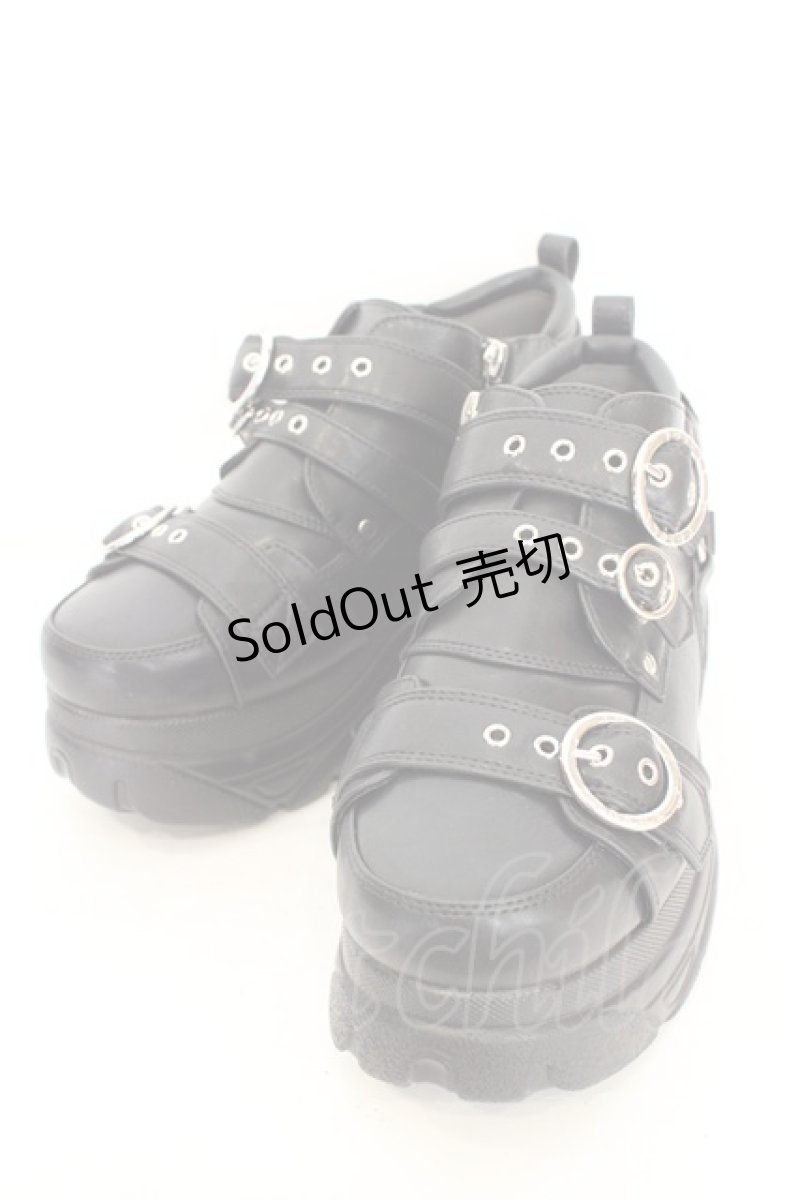画像1: YOSUKE / 厚底スニーカー 25cm ブラック O-26-08-12-087-PU-SH-OW-ZT0814W (1)