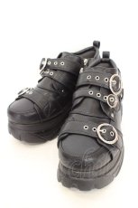 画像1: YOSUKE / 厚底スニーカー 25cm ブラック O-26-08-12-087-PU-SH-OW-OS (1)