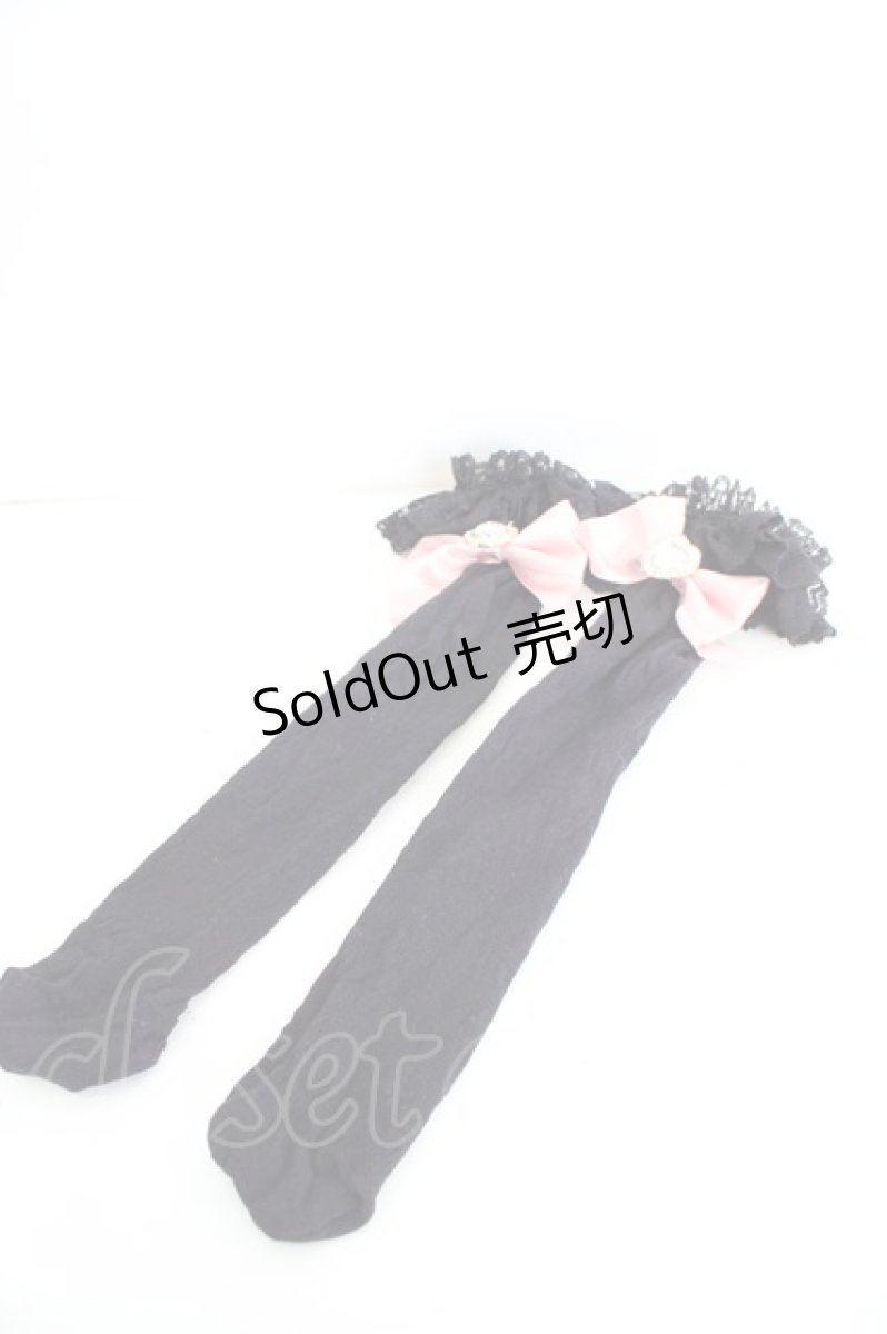 画像1: MA*RS / ビジューハートリボン付きソックス  クロ O-26-08-12-2009-GO-ZA-OW-OS (1)