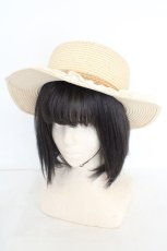 画像1: axes femme / 巻きバラリボンカンカン帽 57.5cm ナチュラル×ブルー O-26-08-12-011-AX-AC-OW-OS (1)