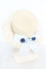 画像3: axes femme / 巻きバラリボンカンカン帽 57.5cm ナチュラル×ブルー O-26-08-12-011-AX-AC-OW-OS (3)