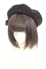 画像1: axes femme / フラワーピン付きサーモベレー 57.5cm クロ O-26-08-12-013-AX-TO-OW-OS (1)