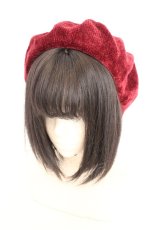画像1: axes femme / ファーピン付モールベレー帽 57.5cm ワイン O-26-08-12-015-AX-AC-OW-OS (1)