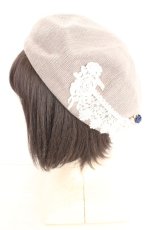 画像2: axes femme / 巻き薔薇サマーベレー帽 57.5cm グレー O-26-08-12-017-AX-AC-OW-OS (2)