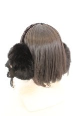 画像3: FRILL / ファーとリボンのイヤーマフ  ブラック O-26-08-12-024-HN-AC-IG-OS (3)
