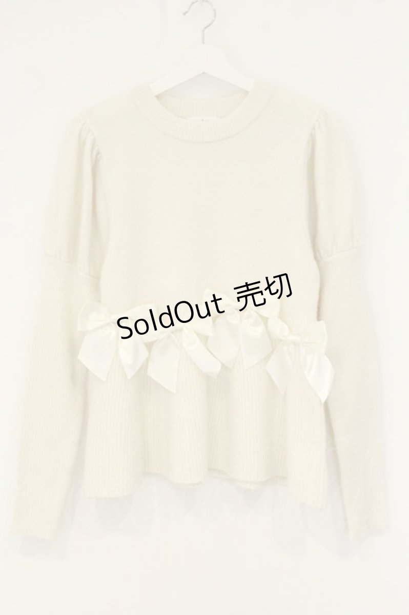 画像1: melume / リボンデコレーションペプラムニット M アイボリー O-26-08-13-029-LO-TO-IG-OS (1)